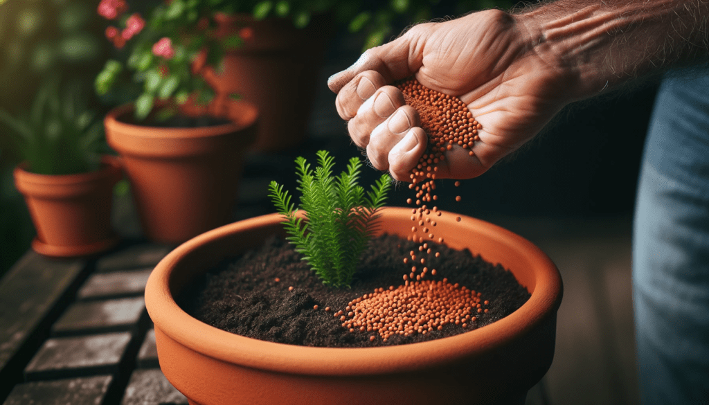 terra cotta pots with fertilizer