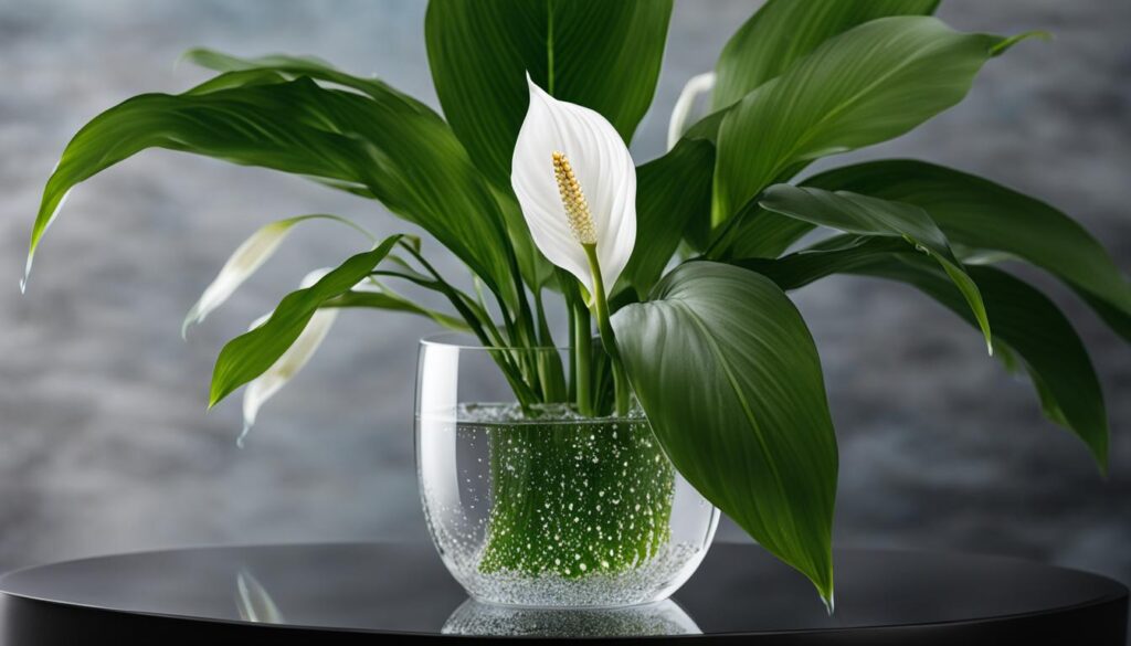 peace lily in water