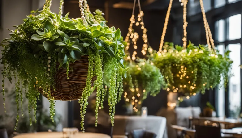 String of Pearls in a hanging basket